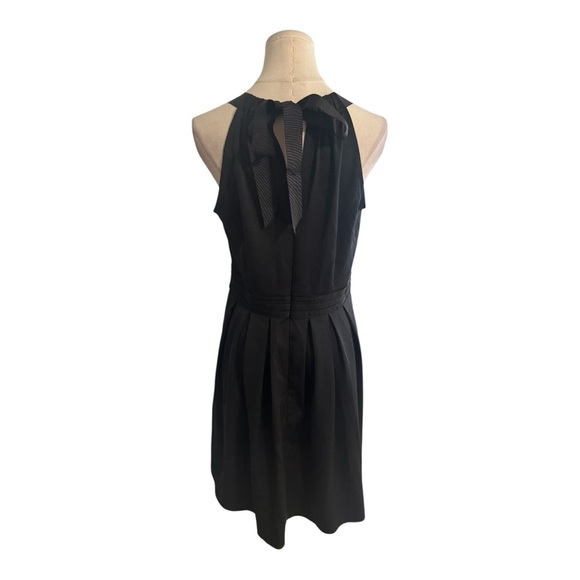 ANN TAYLOR LOFT Black Ribbon Tie Back Bow Sizes 8 Button Sleeveless Midi Party - Picture 3 of 7